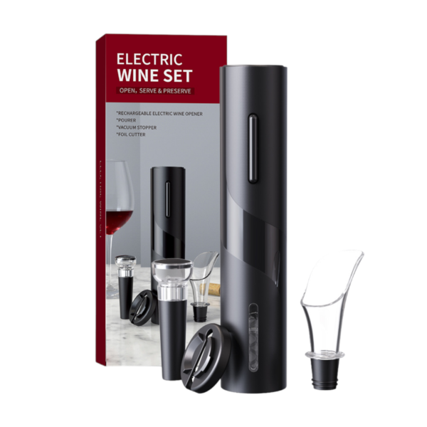 Abridor de Vino 4 en 1 - Sacacorchos Eléctrico Portátil, Cortador de capuchón, Tapón de Vacío, Vertedor de Vino - Imagen 2