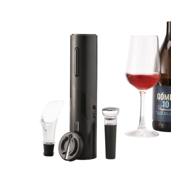 Abridor de Vino 4 en 1 - Sacacorchos Eléctrico Portátil, Cortador de capuchón, Tapón de Vacío, Vertedor de Vino