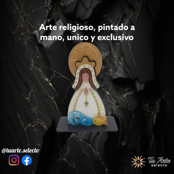 Virgen del Valle Figura artesanal en madera pintada a mano - Imagen 7