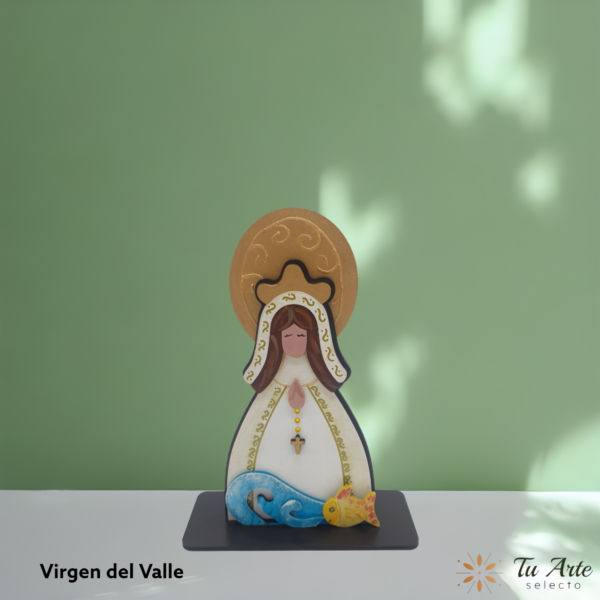 Virgen del Valle Figura artesanal en madera pintada a mano - Imagen 6