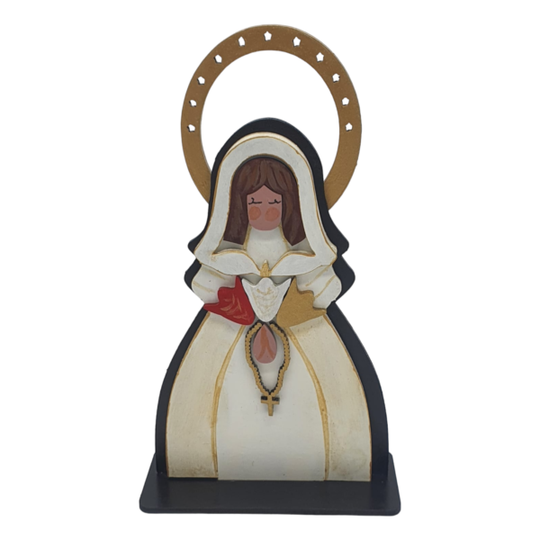 Virgen de la Rosa Mistica  Figura artesanal en madera pintada a mano