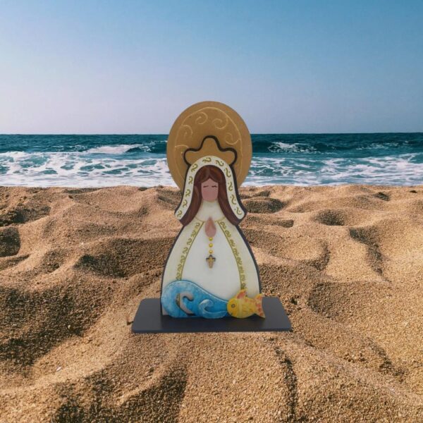 Virgen del Valle Figura artesanal en madera pintada a mano - Imagen 2