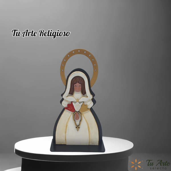 Virgen de la Rosa Mistica  Figura artesanal en madera pintada a mano - Imagen 3