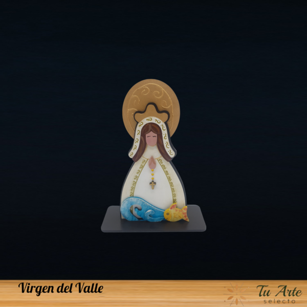 Virgen del Valle Figura artesanal en madera pintada a mano - Imagen 3