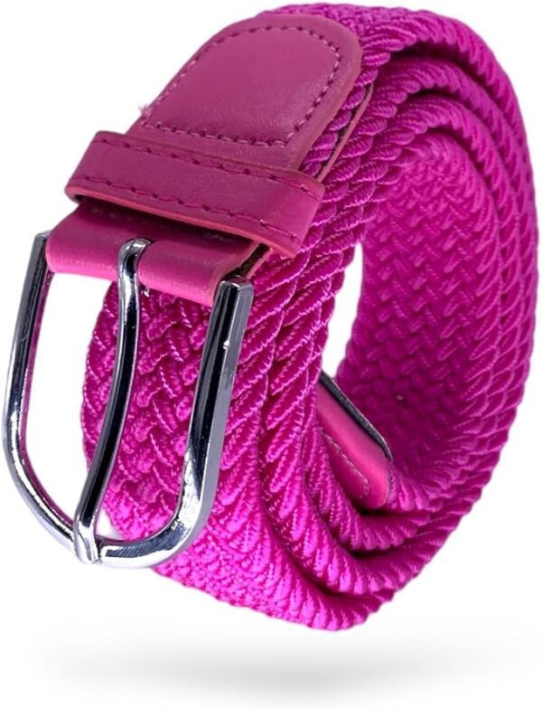 SEGMENTES Cinturón Trenzado Extensible y Elástico Para Hombres y Mujeres Con Hebilla Ovalada Con Longitud De 100 cm a 135 cm, Se Adapta a Cada Cintura, Cinturón De Vestir o Casual (Fucsia)