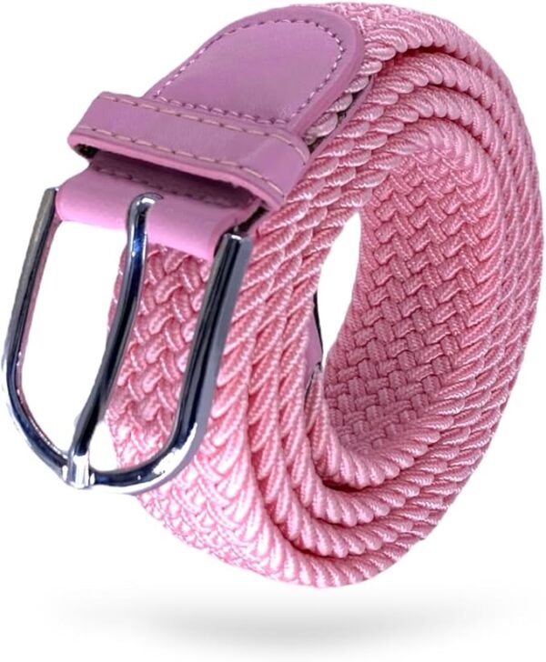 SEGMENTES Cinturón Trenzado Extensible y Elástico Rosa - Para Hombres y Mujeres, con Hebilla Ovalada, Longitud Ajustable de 100 a 135 cm, Ideal para Vestir y Uso Casual